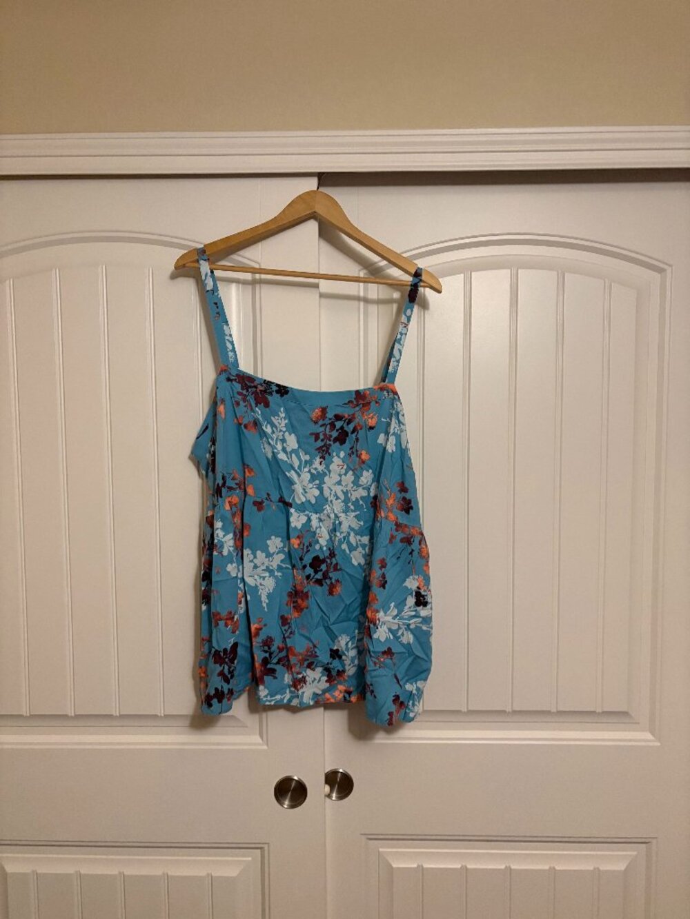 Torrid Babydoll Challis Square Neck Tank Floral Torrid Size 3 US Size 3X Blue